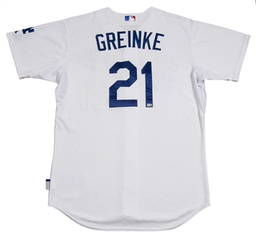 2015 Zack Greinke Game Used Photo Matched Los Angeles Dodgers Home Jersey From 4/18/15 Game Vs. Colorado Rockies (MLB Authenticated)